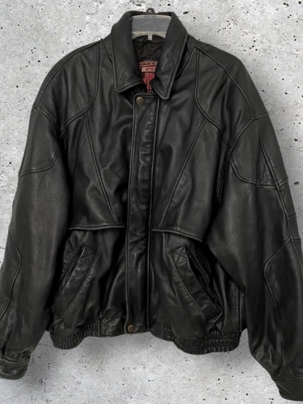 Vintage 80s-90s Winlit Genuine Leather Black Bomber Jacket // XL
